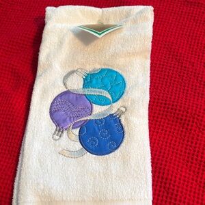 Target Cream Kitchen Towel with Purple and Blue Ornaments